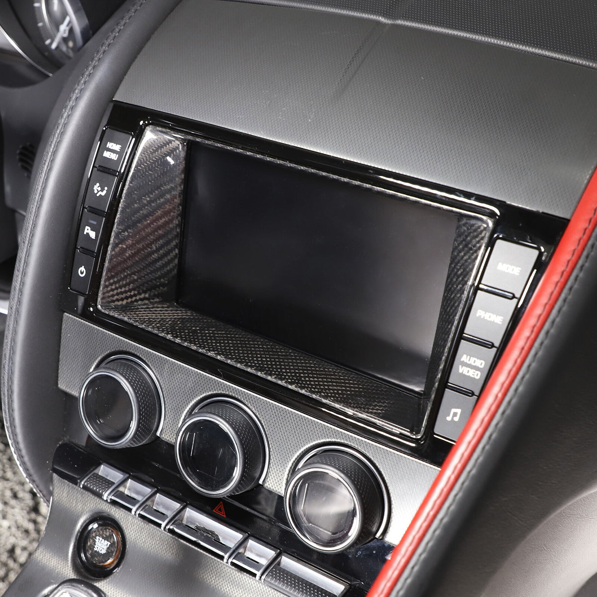 Real Carbon Fiber Touch Display Navigation Screen Cover For Jaguar F-TYPE 13-18 16