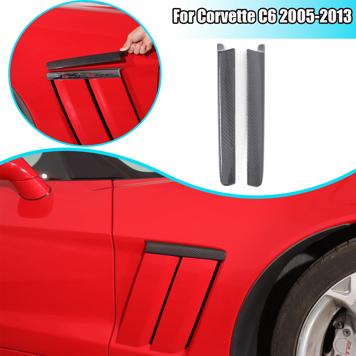 Real Carbon Fiber Side Fender Air Vent Trim For Corvette C6 GS/Grand Sport US 2