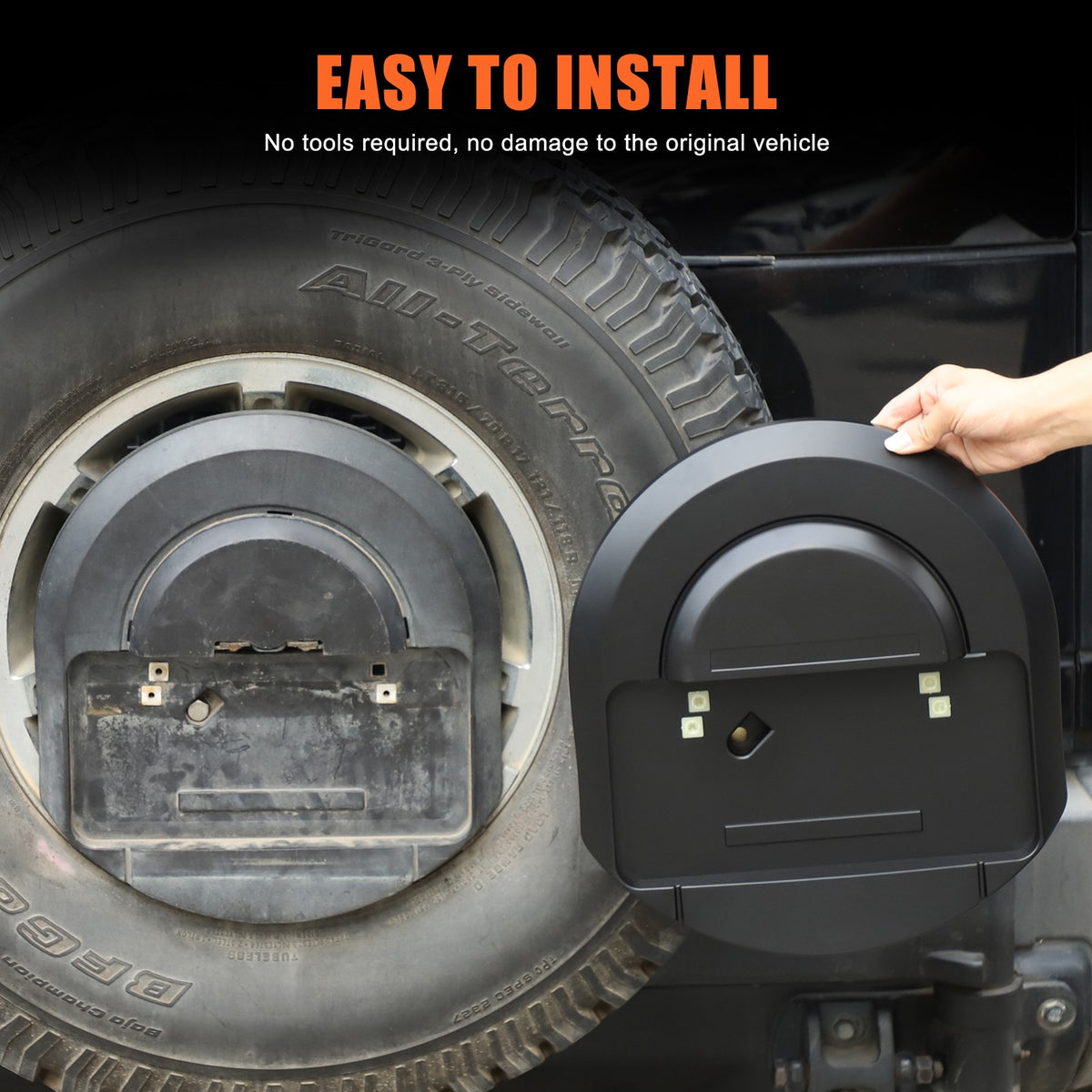 Matte Black Spare Tire License Plate Bracket OE:25782333 For Hummer H2 03-09 US 3