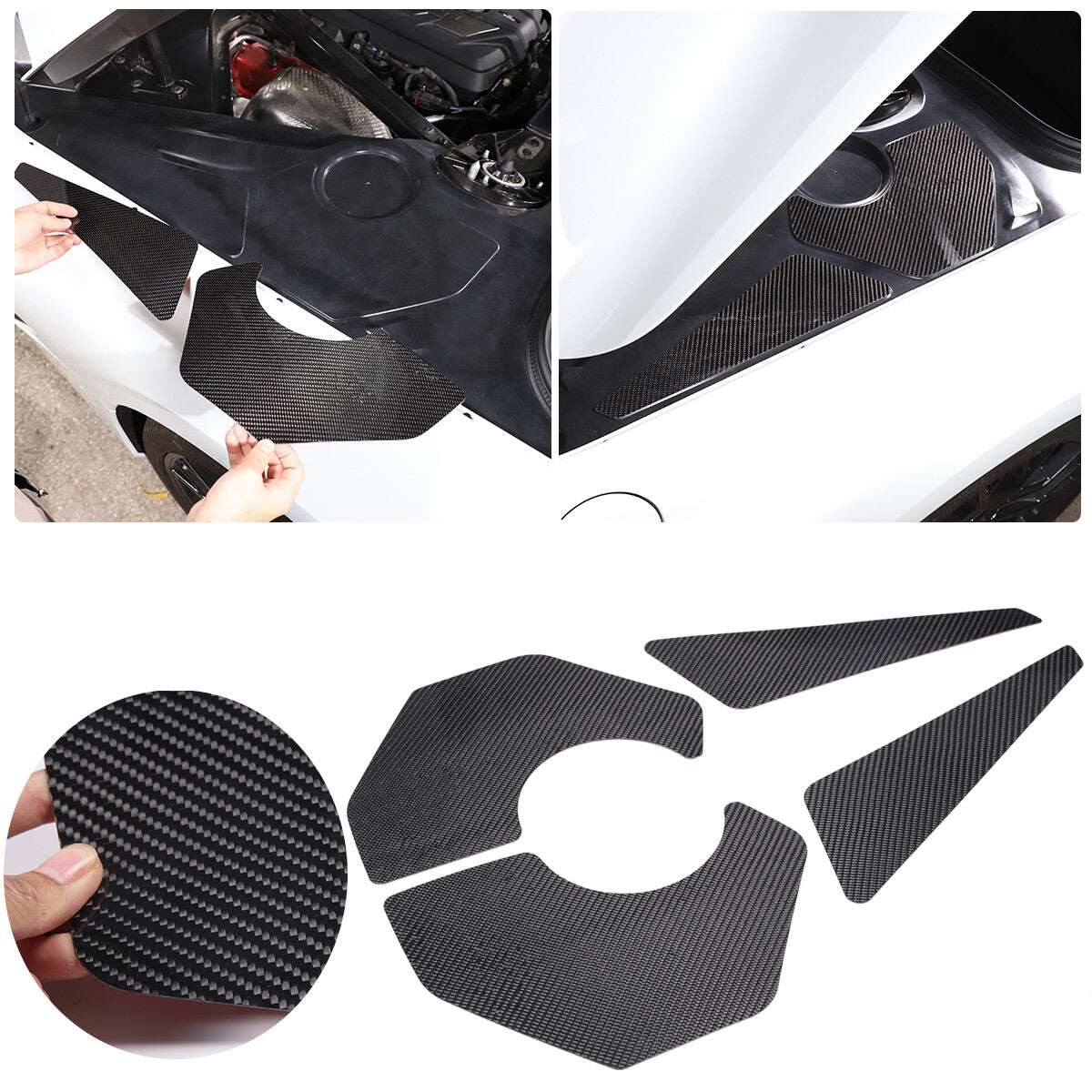 5pcs Carbon Fiber Car Engine Hood Compartment Panel Trim For Corvette C8 2020-26 1