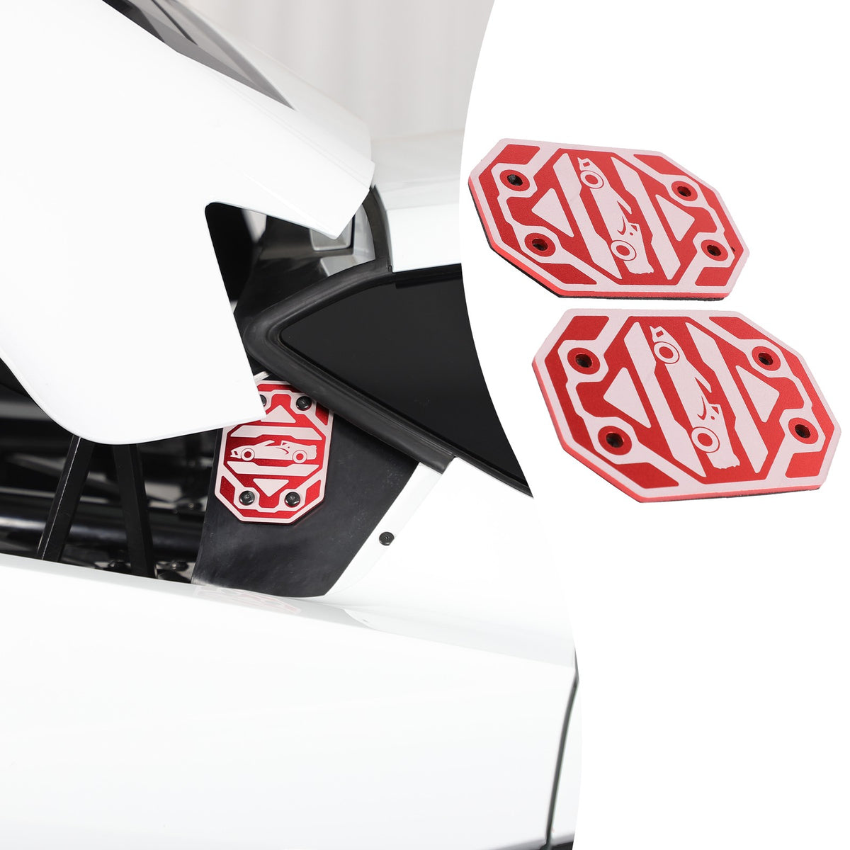 Replacement Red Aluminum Rear Quarter Window Emblem Badge For Corvette C8 20+ US 21