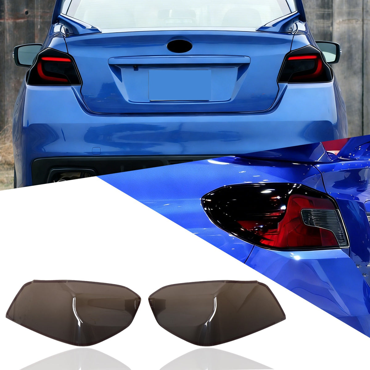 Black Smoked Taillight Lens Trim For Subaru WRX STI 2015-2021 11