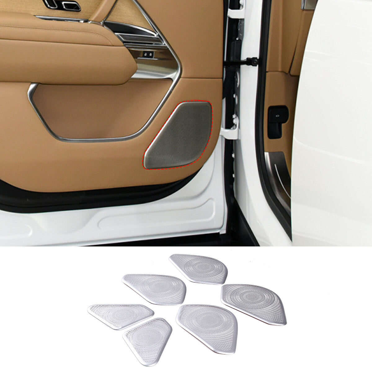 Silver S. Steel Door Speaker Panel Trim Cover For LR Range Rover Vogue 2022-2023 3