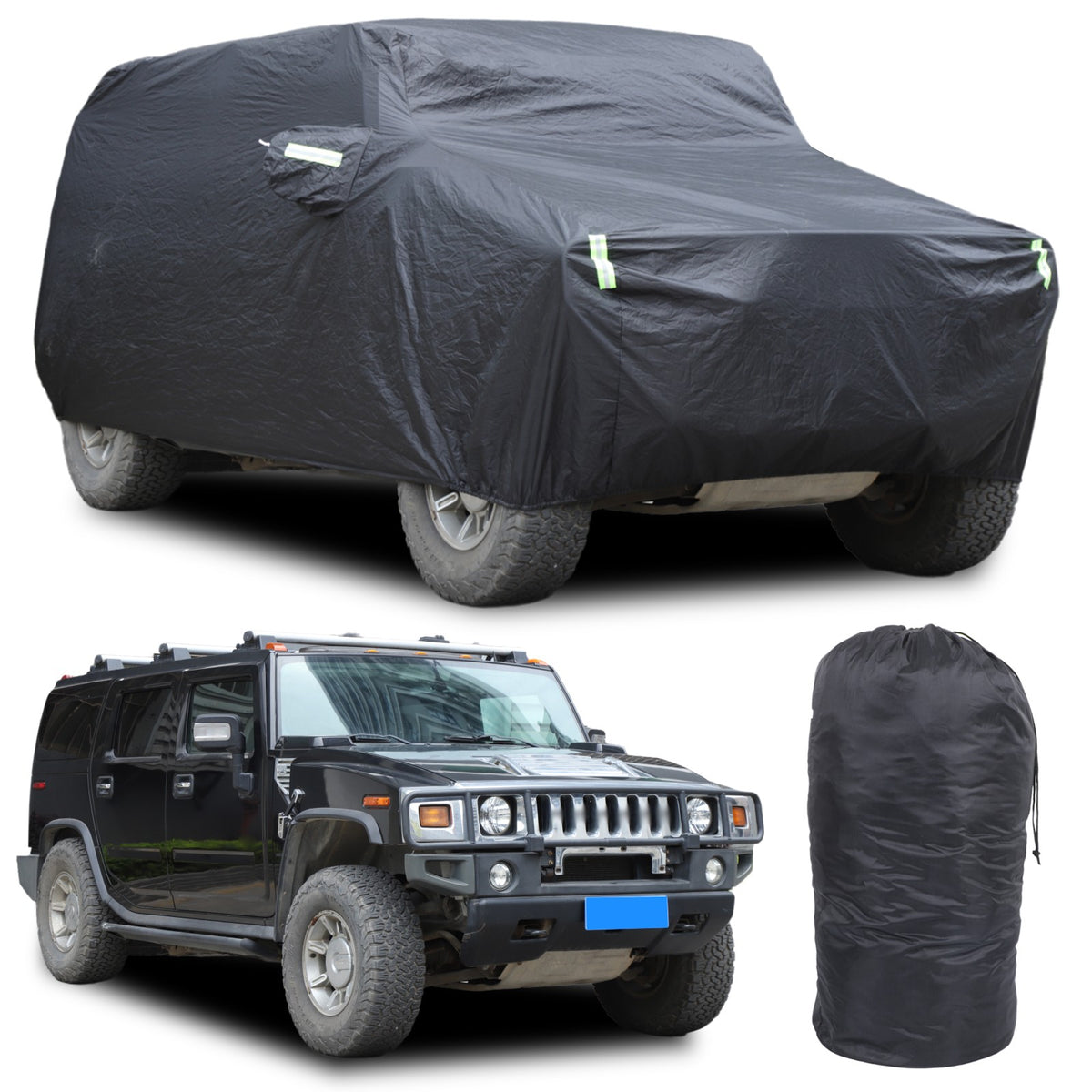 Black Full Car Cover Outdoor Waterproof Sun Car Cover For Hummer H2 2003-2009 24