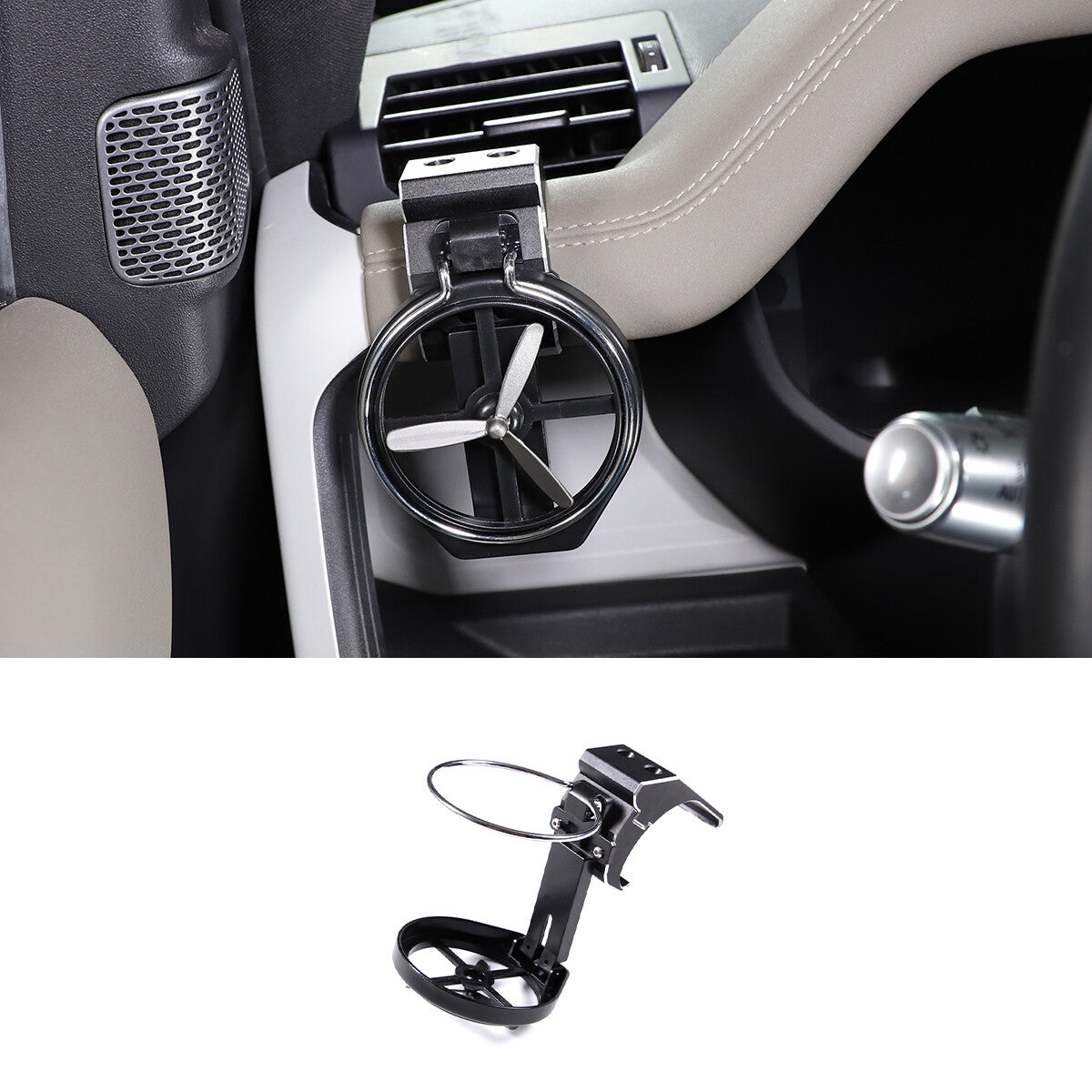 Black Mount Dashboard Alloy Cup Holders Fit For Land Rover Defender 110 20-21 1