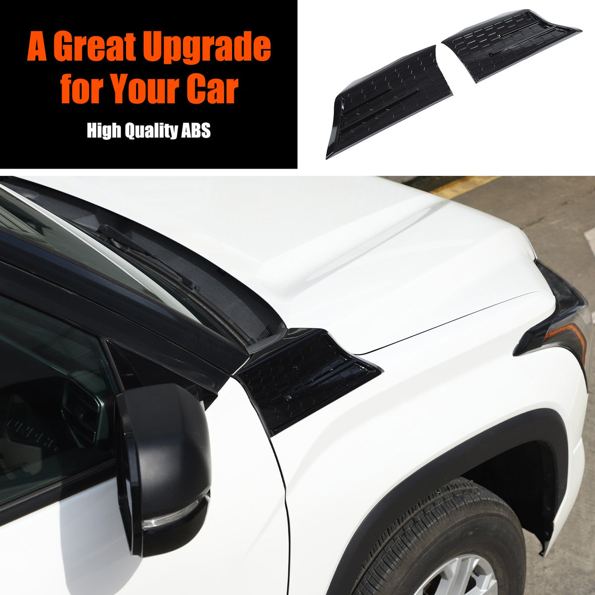 Glossy Piano Black Fender Upper Decoration Cover Trim For Toyota Tundra 2022+ US 17
