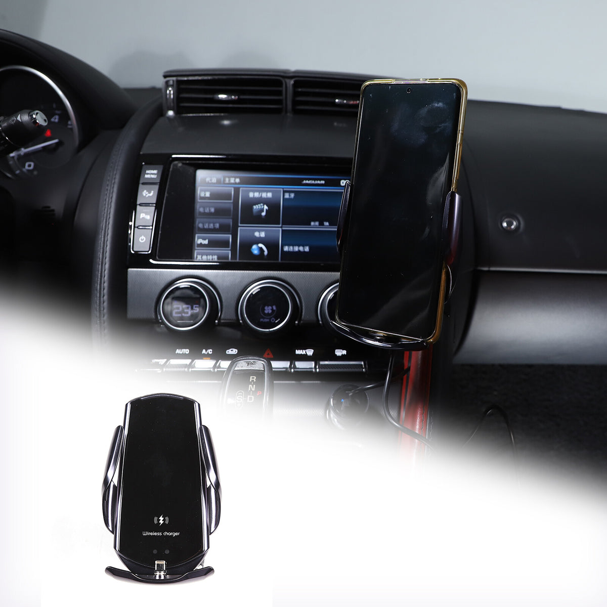 Wireless Charger Dash Phone Mount Phone Stand for Jaguar F-TYPE 13-24 2