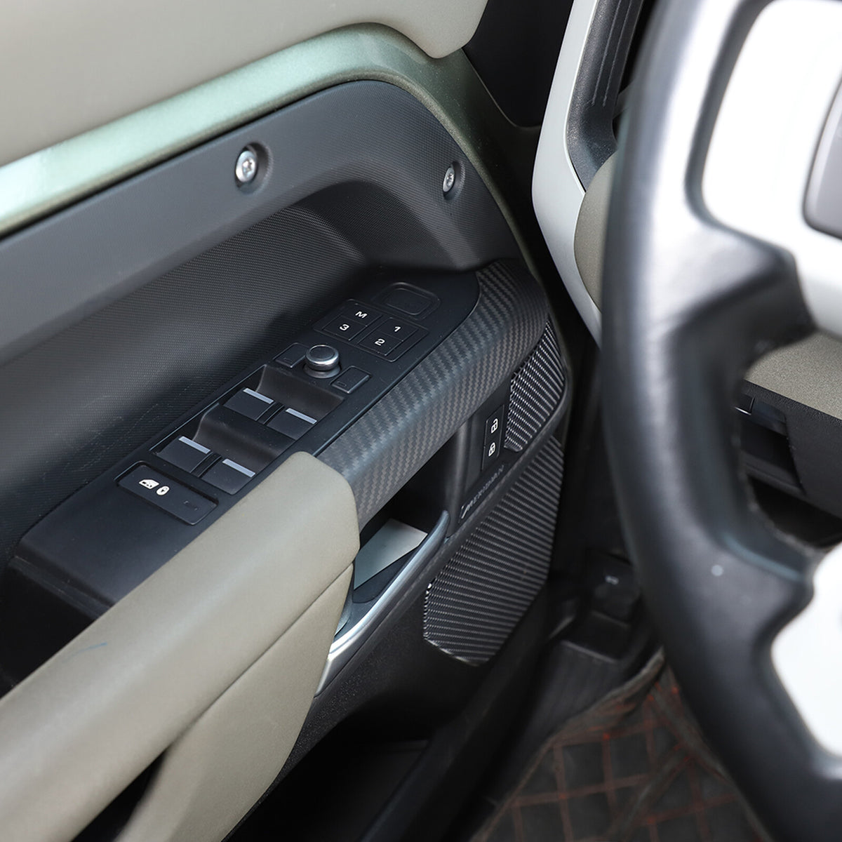 Matte Real Carbon Fiber Interior Door Handle Cover Trim For LR Defender 110 20+ 14