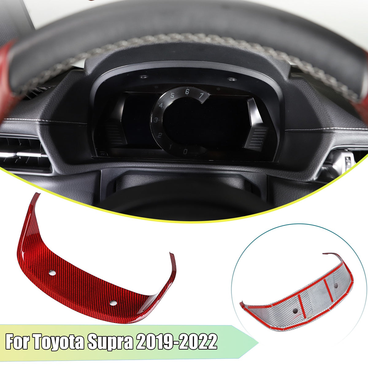 Red Real Carbon Fiber Dashboard Panel Frame For Toyota Supra A90 2019-22 1