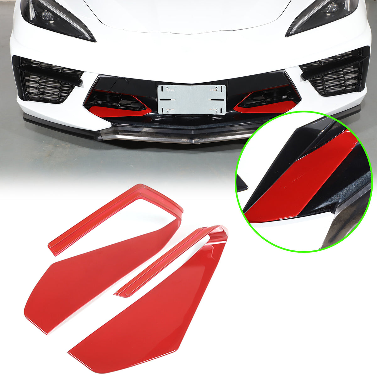 Red Front Side Air Intake Vent Grille Cover Trim For Corvette C8 20-25 US 2