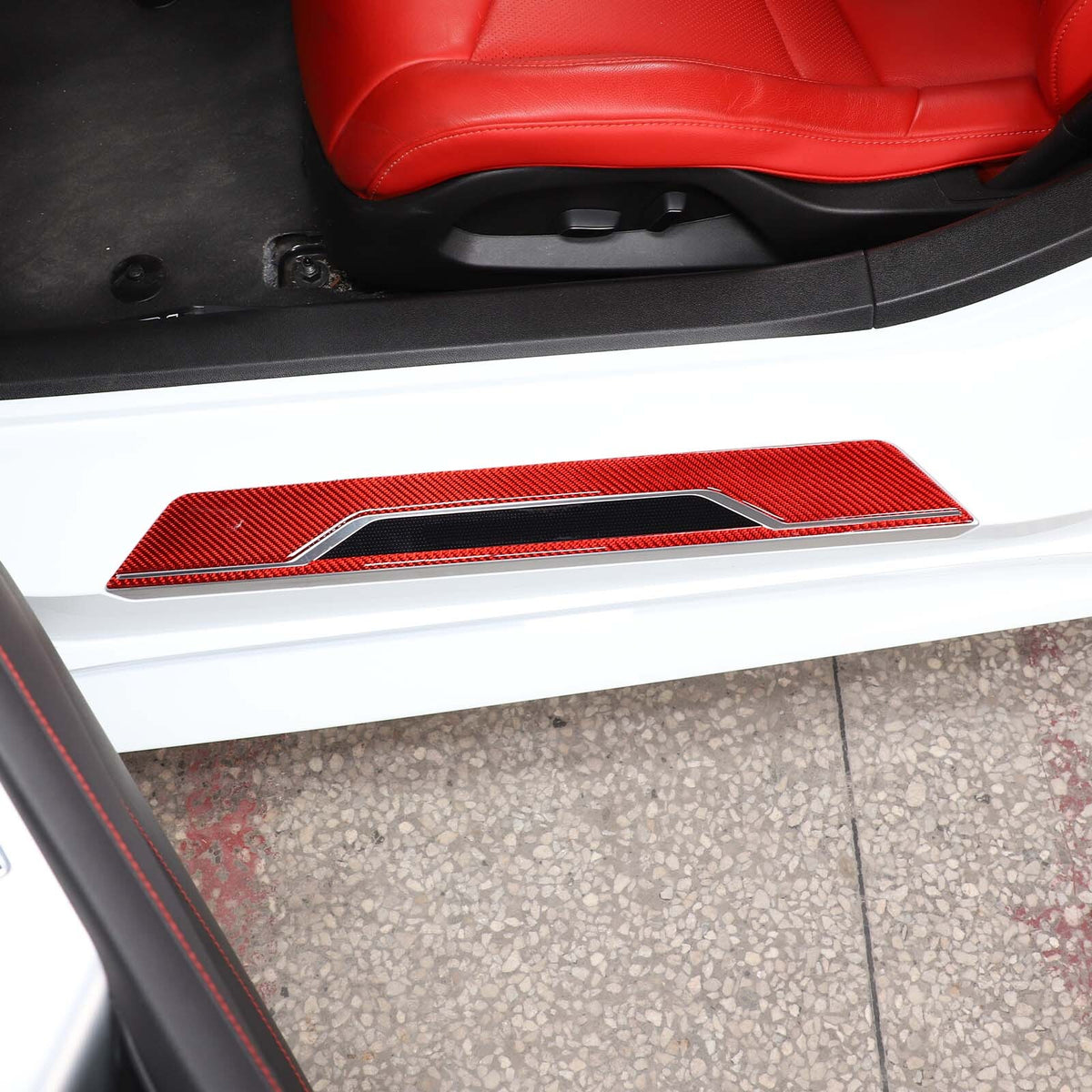 Red Soft Carbon Fiber Interior Decor Trim Kit Cover Set For Corvette C8 20-25 234