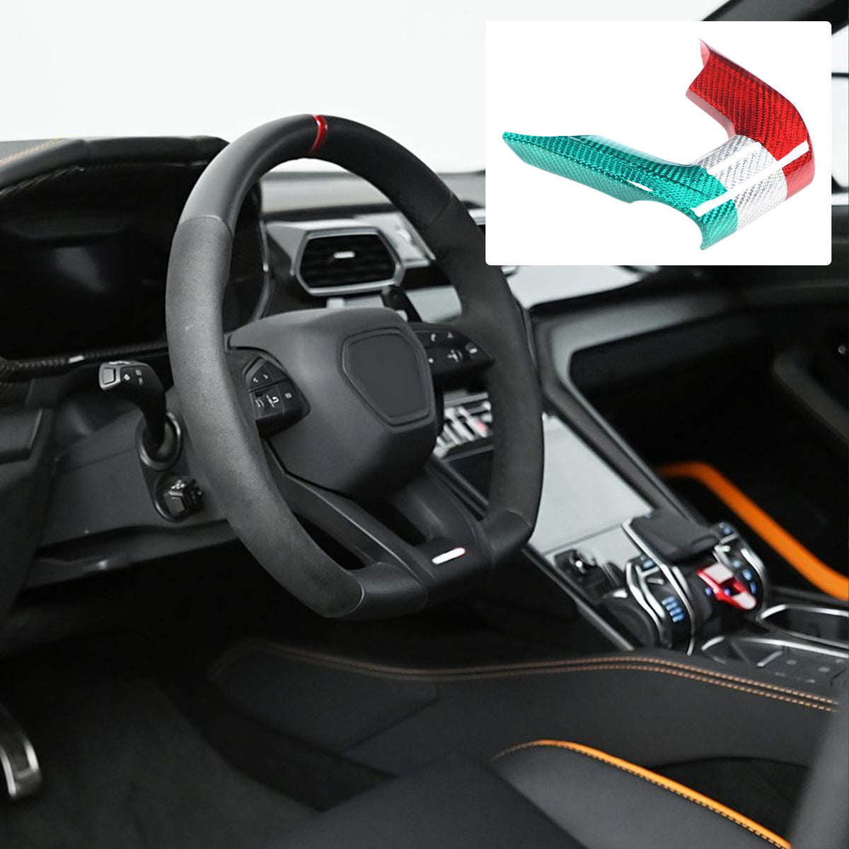 Tri-Color Steering Wheel Cover Trim For Lamborghini Urus/Urus SE 2018-2023 10