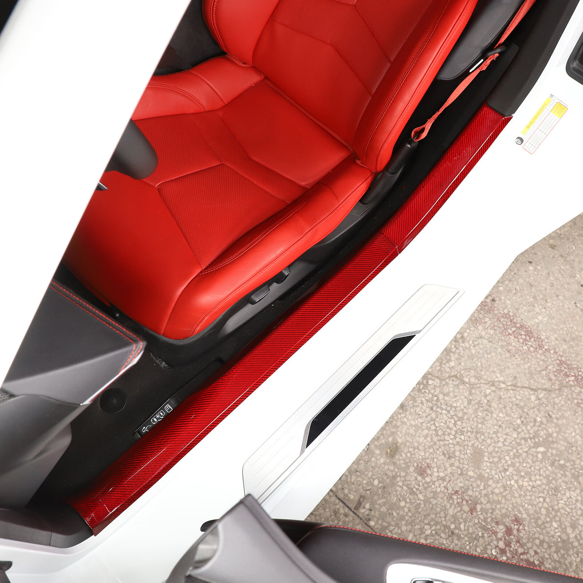Red Real Carbon Fiber Interior Trim for Corvette C8 20-25 142