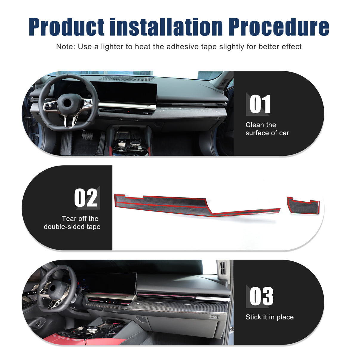 Real Carbon Fiber Center Co-pilot Dash Cover Trim Kit For BMW 5 Series G60 2024+ 21