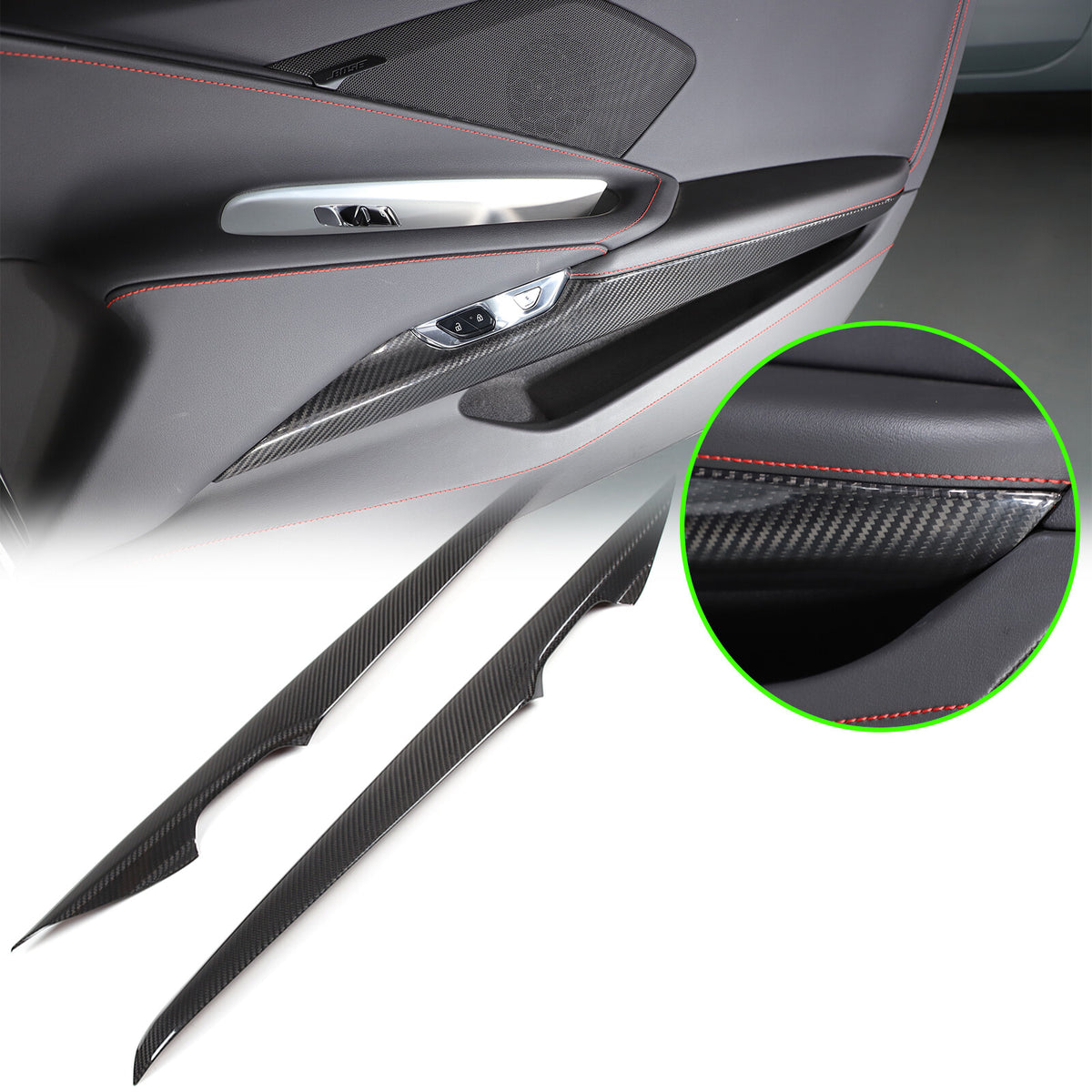 Real Carbon fiber Interior Inner Door Panel Cover Trim for Corvette C8 20-26 US 4