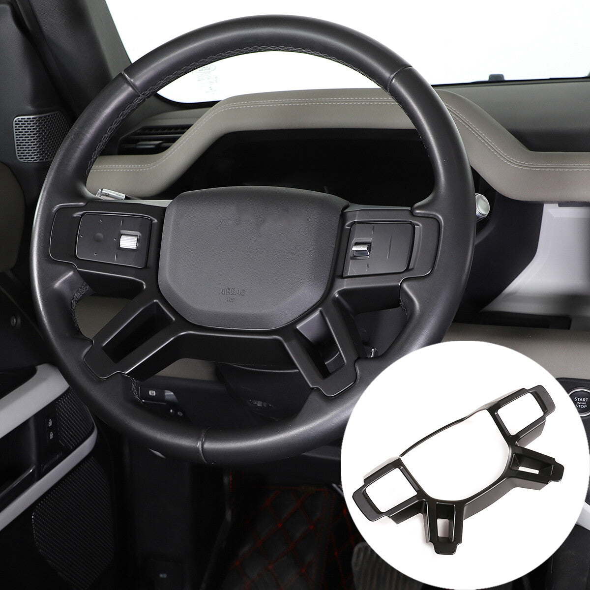 Matte Black Steering Wheel Frame Trim For Land Rover Defender 90 110 2020-23 US 5