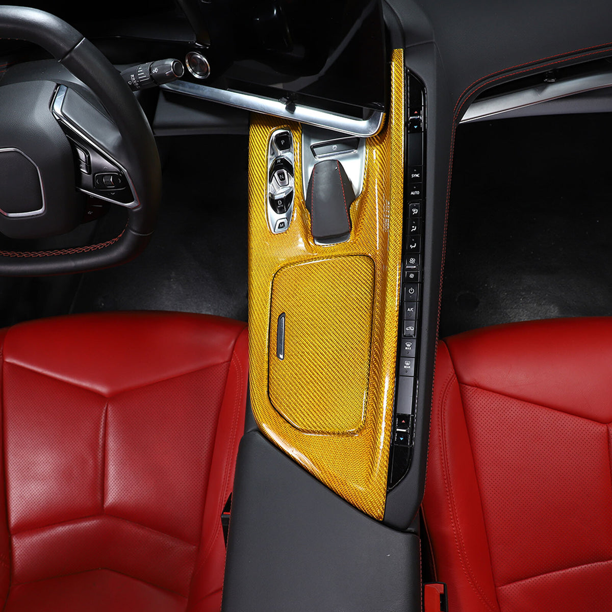 Real Carbon Fiber Center Console Gear Shift Panel Cover For Corvette C8 2020-25 3