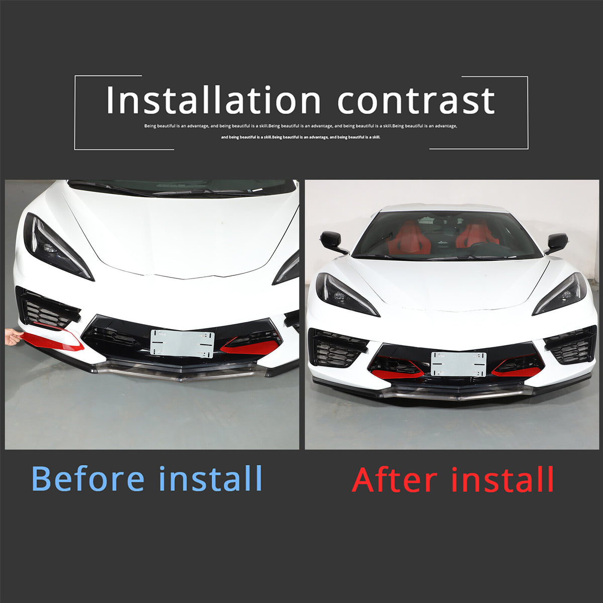 Red Front Side Air Intake Vent Grille Cover Trim For Corvette C8 20-25 US 6