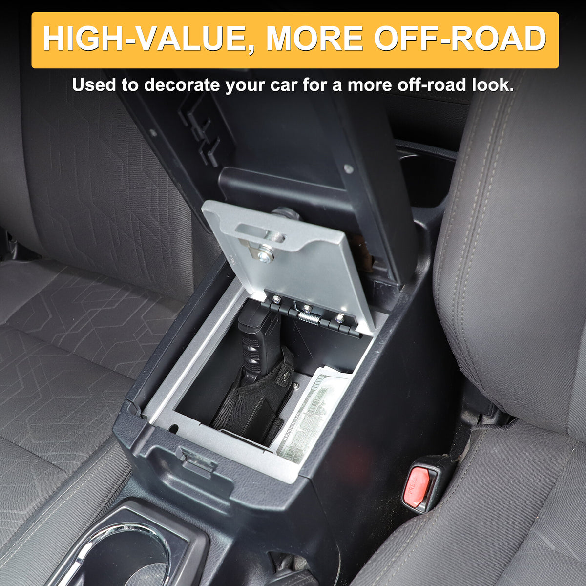 Silver Center Console Safe Armrest Storage Lock Box TRAY For Toyota Tacoma 16-22 7