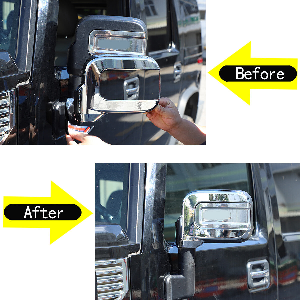 Chrome ABS Side View Mirror Shell Protect cover Trim 10Pcs For Hummer H2 03-09 8