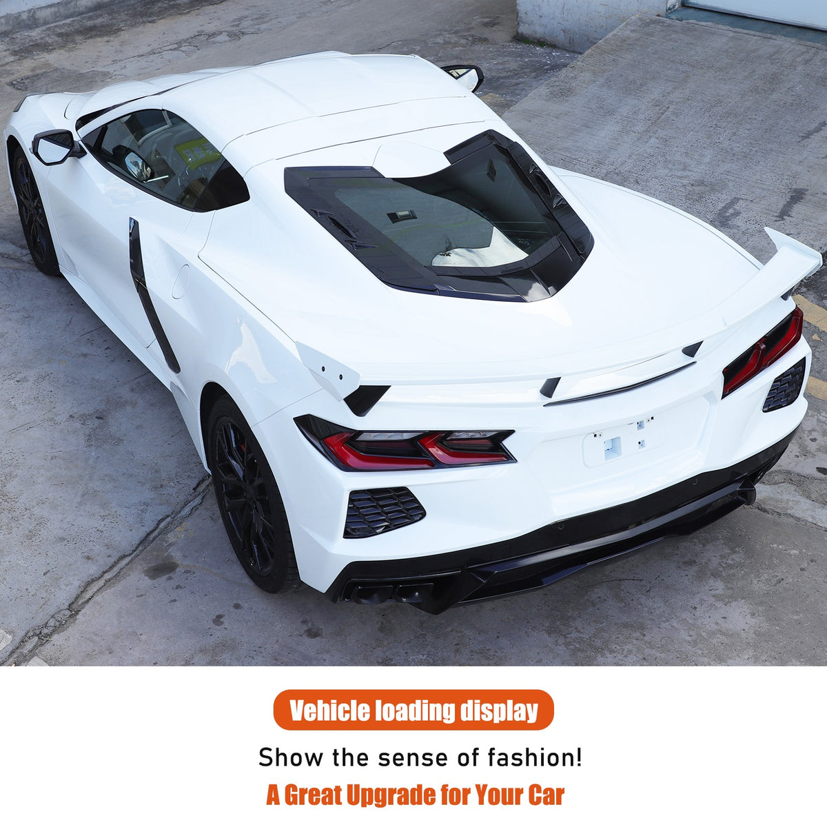 ABS Piano Black Rear Hood Wash Waterproof Trim Cover For Corvette C8 2020+ 4