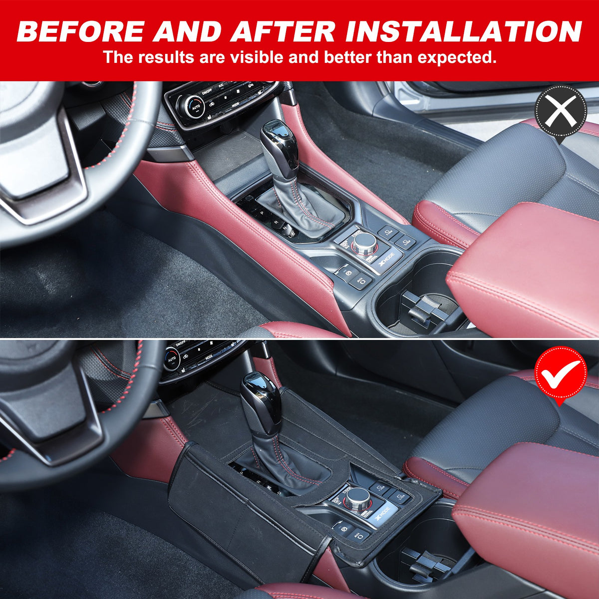 Suede Cloth Center Console Gear Shift Trim Cover For Subaru Forester SK 19-24 US 21