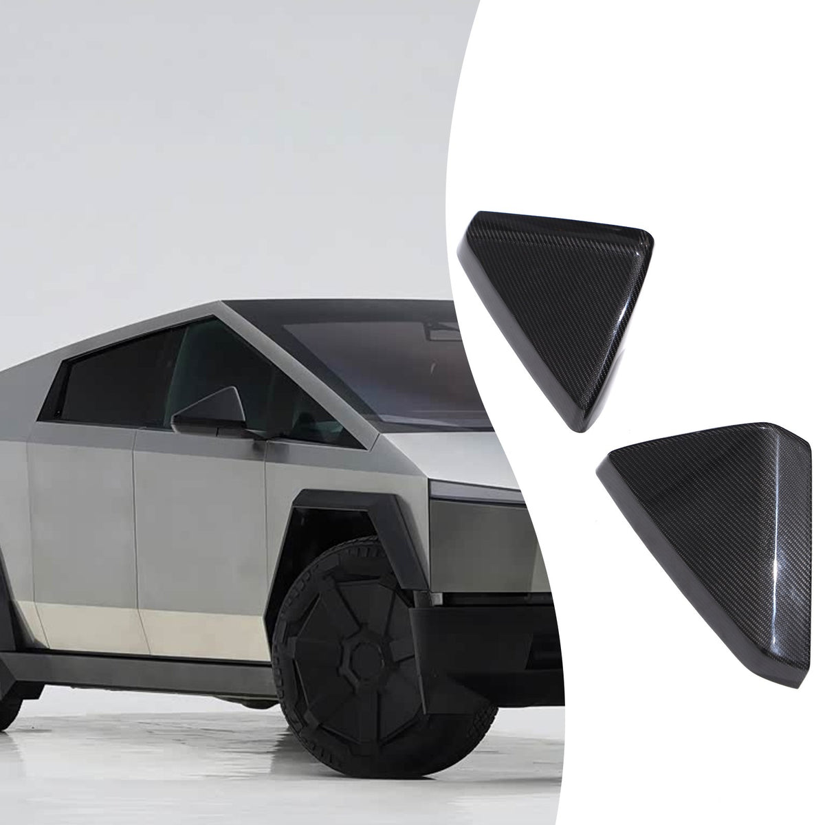 Real Carbon Fiber Side Mirror Cover Trim For Tesla Cybertruck 2024+ 11