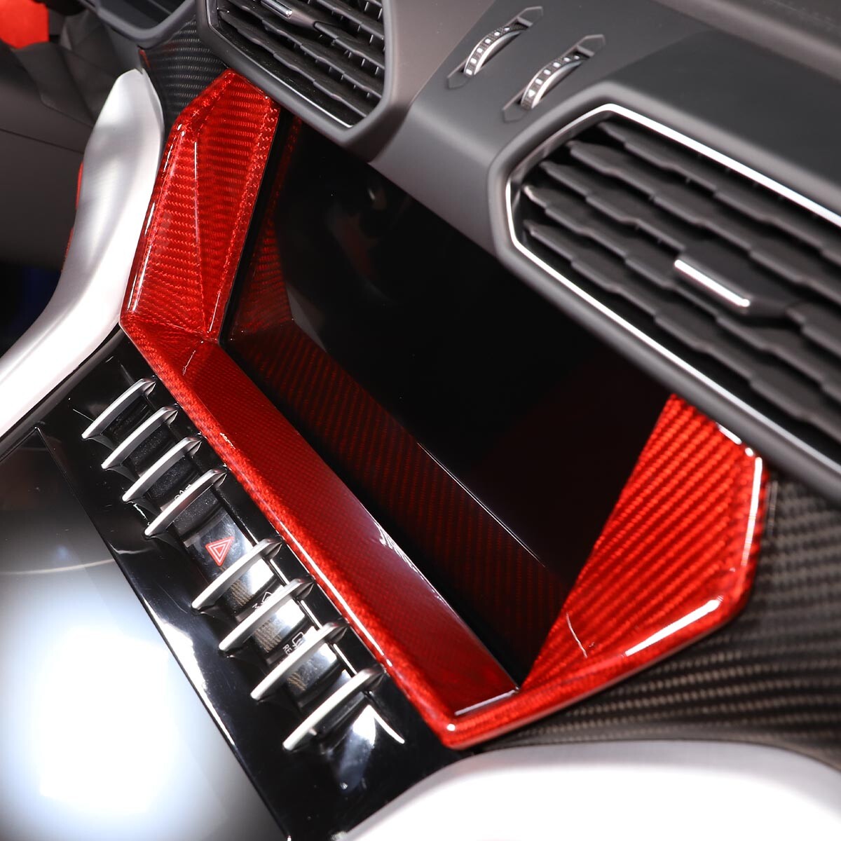 Red Carbon Display Navigation Screen Trim CoverFor Lamborghini URUS 2018-23 5