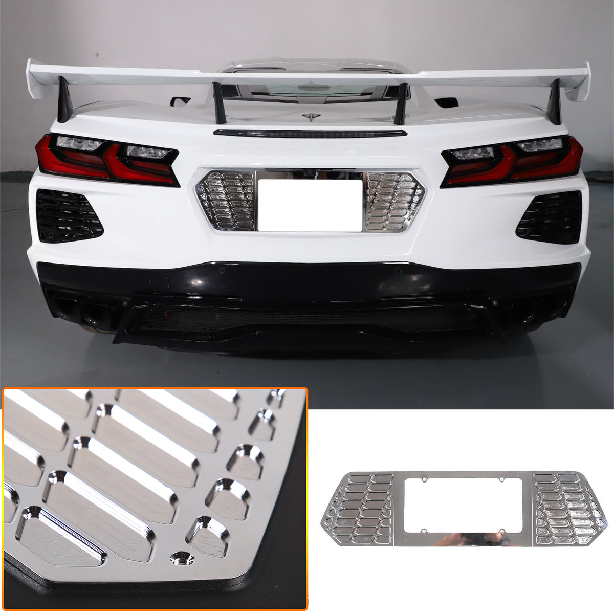 Alloy Rear License Plate Filler Trim Cover For Corvette C8 Stingray Z51 20+ 38