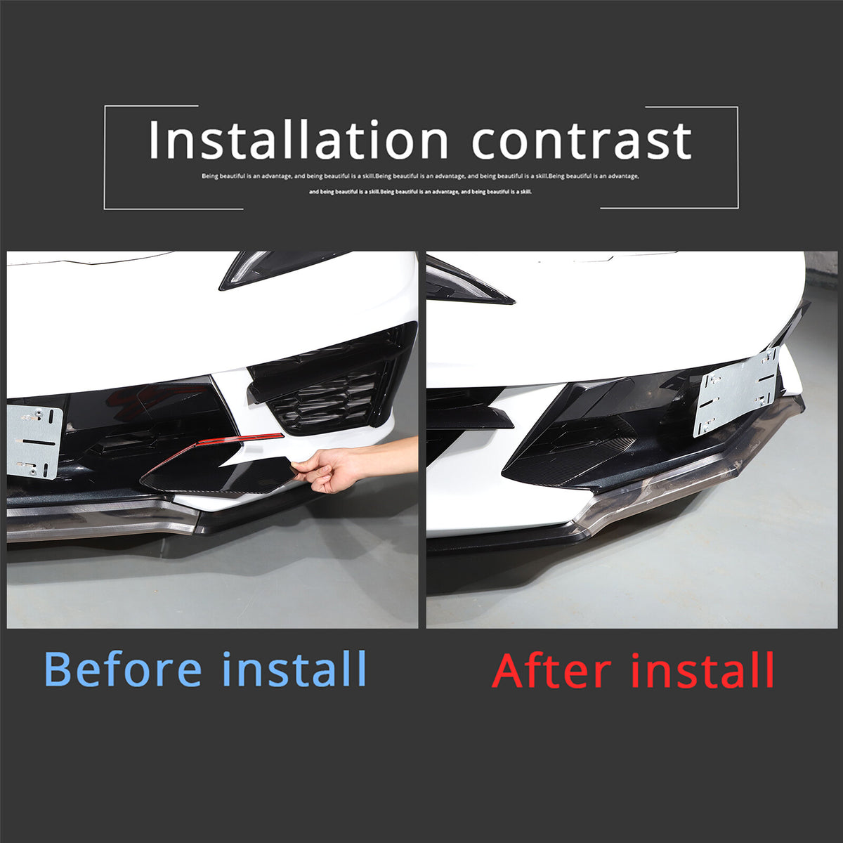 ABS Carbon Front Side Air Intake Vent Grille Cover Trim For Corvette C8 20+ 19
