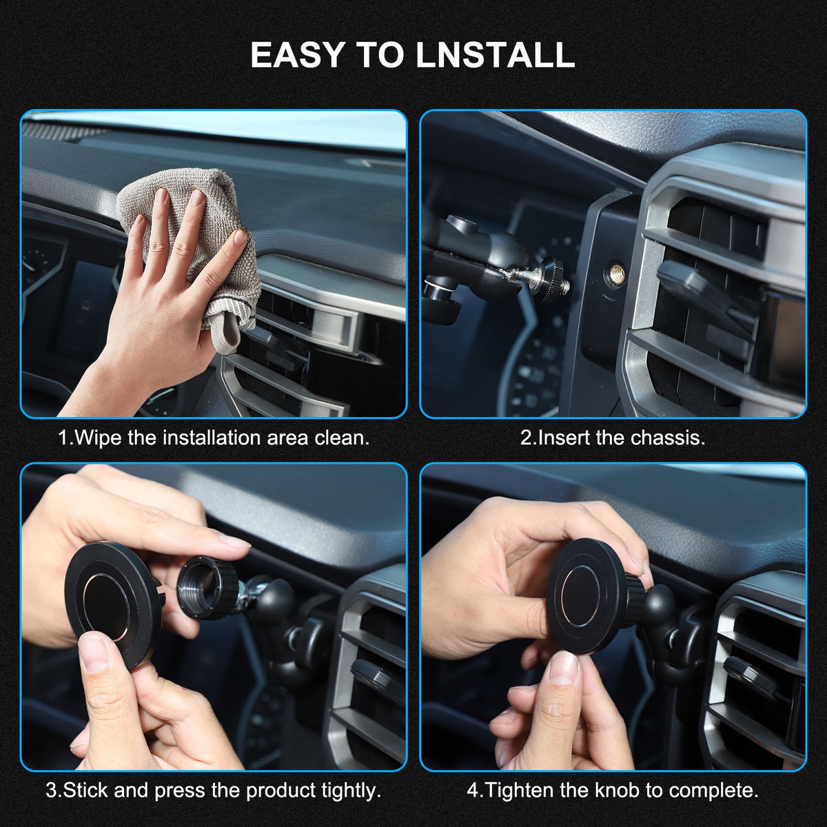 Magnetic Dashboard Right Side Phone Mount Bracket For Toyota Tundra 2022+ US 20