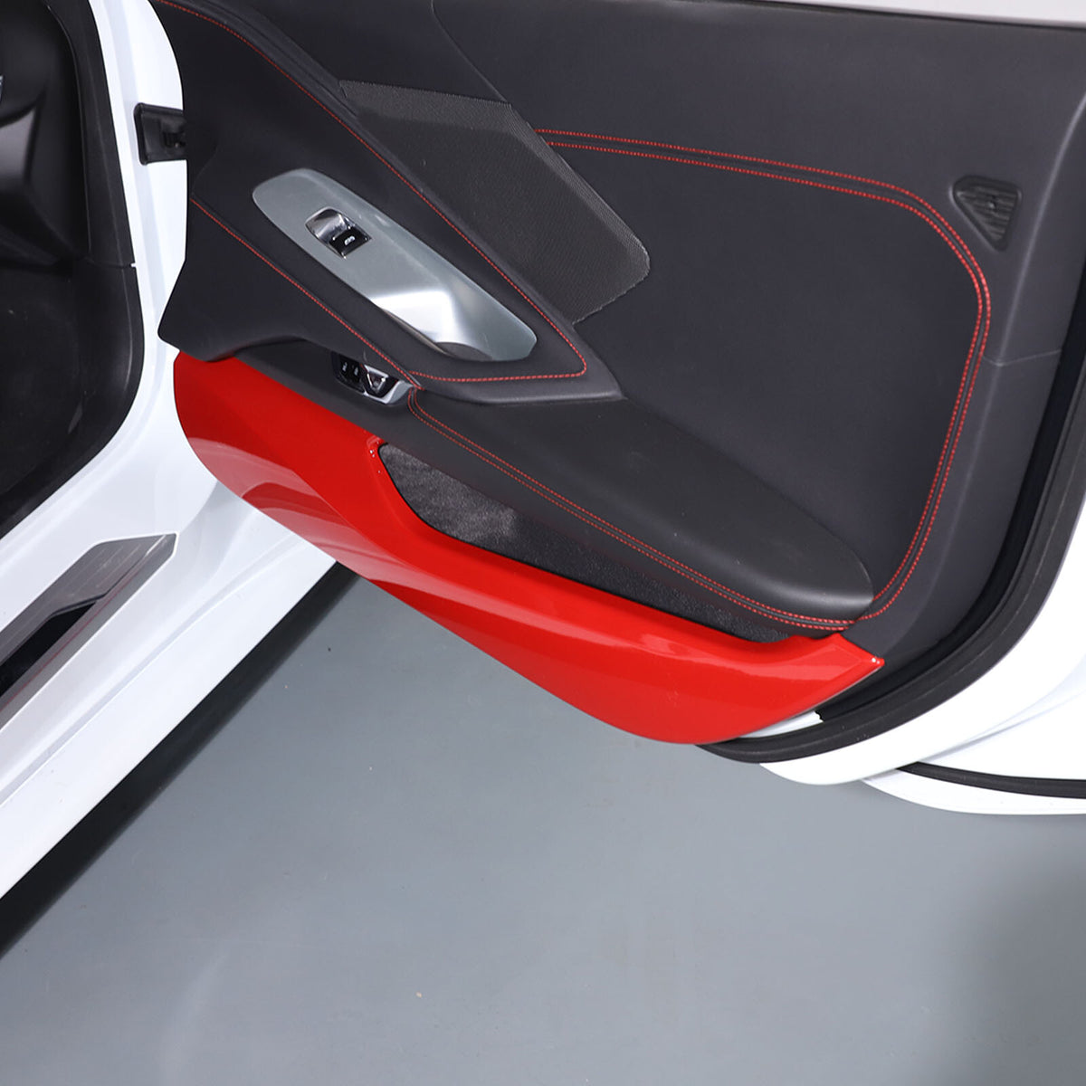 Sports Red ABS Interior Door Anti-kick Panel Cover Trim For Corvette C8 20+ US 4