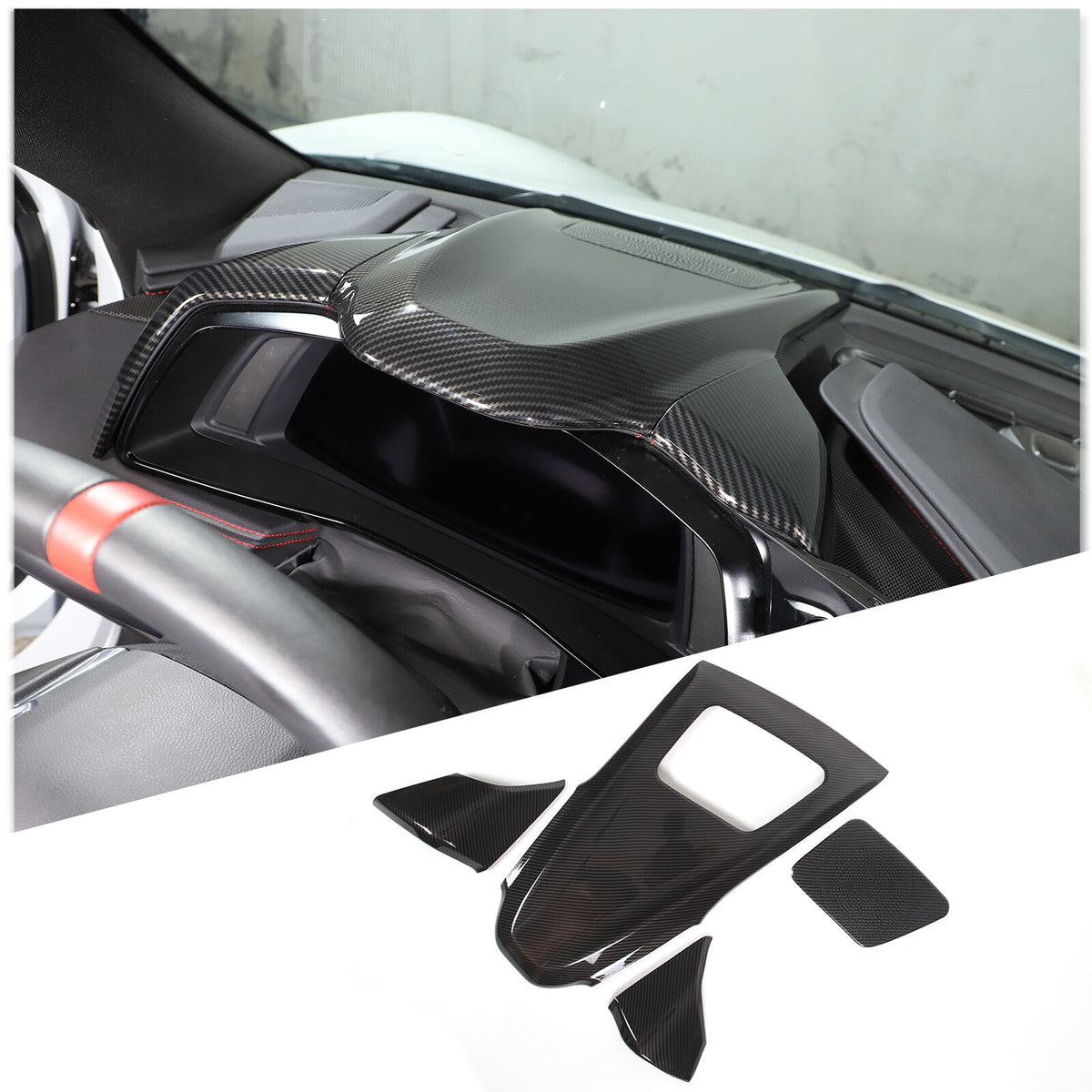 ABS Carbon Fiber Dashboard Instrument Upper Panel Cover For Corvette C8 2020-25 2