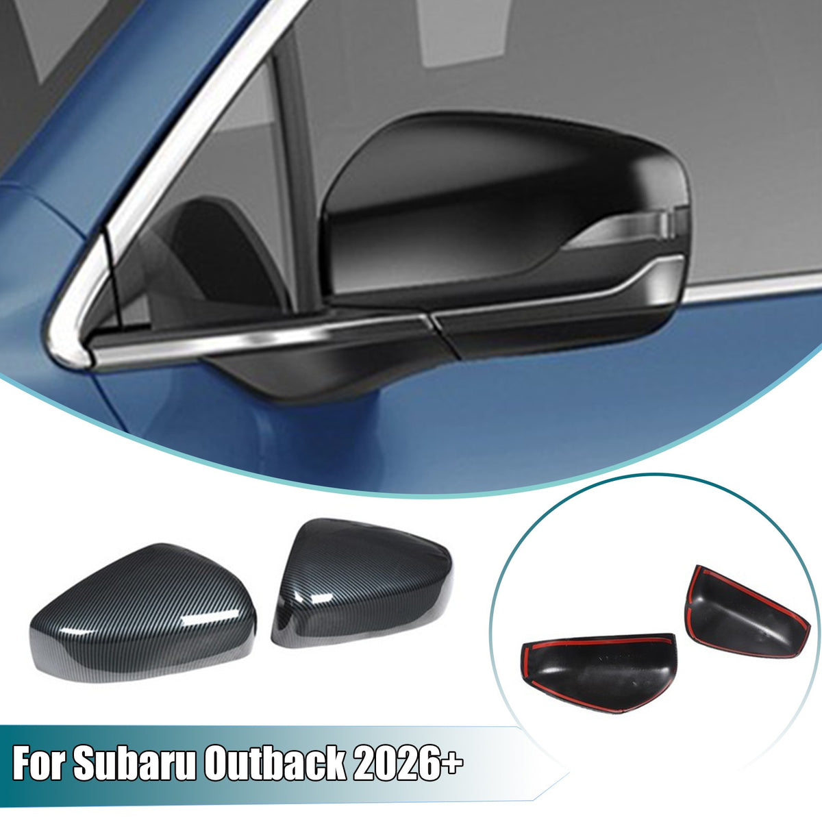 Carbon Fiber ABS Rearview Mirror Cover Trim For Subaru Outback 2026+ 1
