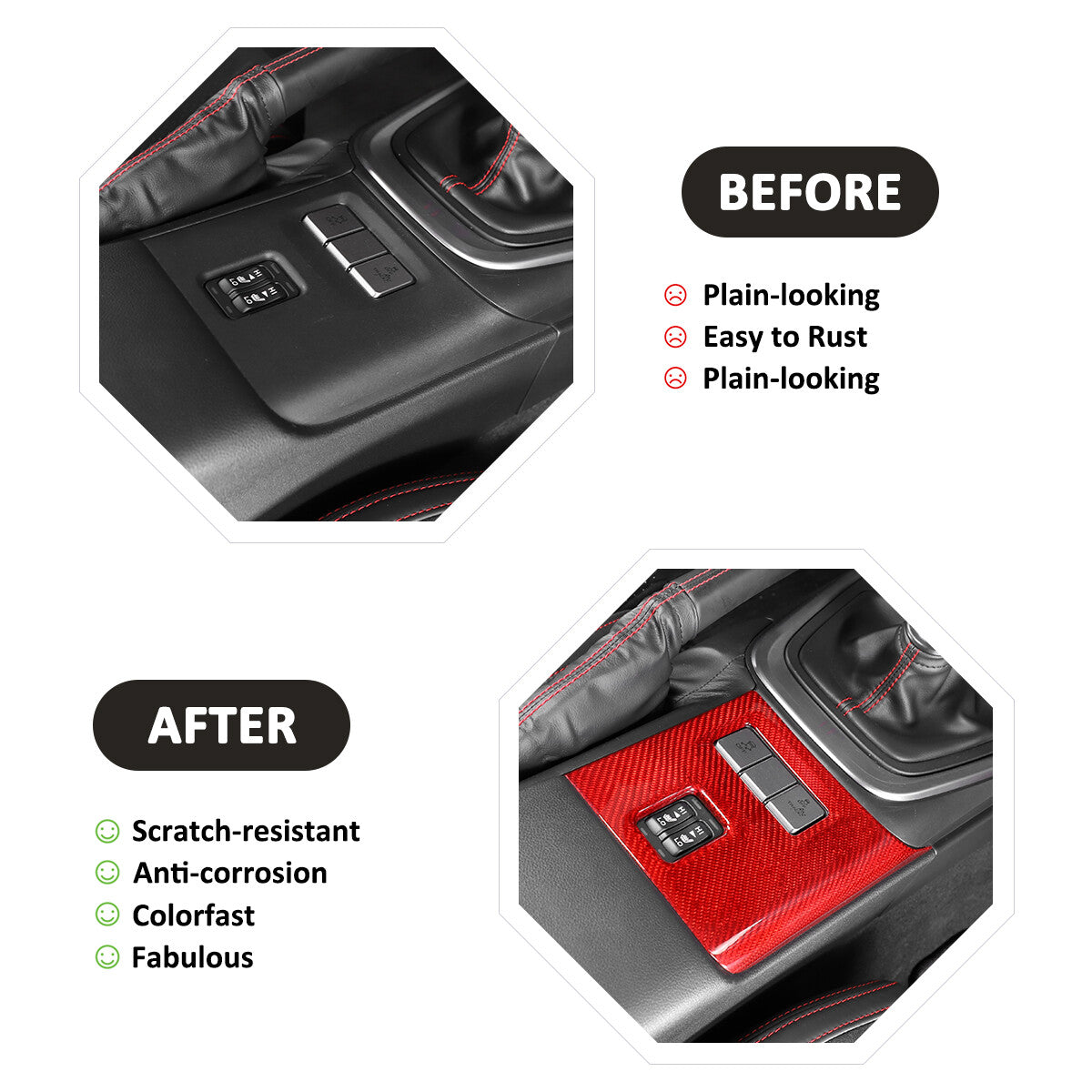 Red Real Carbon Fiber Interior Center Console Trim Set Kit For Subaru BRZ 22+ 199