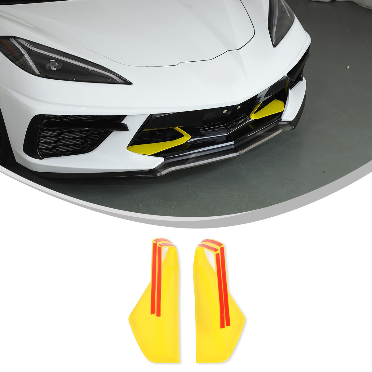 Yellow ABS Front Bumper Middle Grille Trim Cover For Corvette C8 2020+ 2