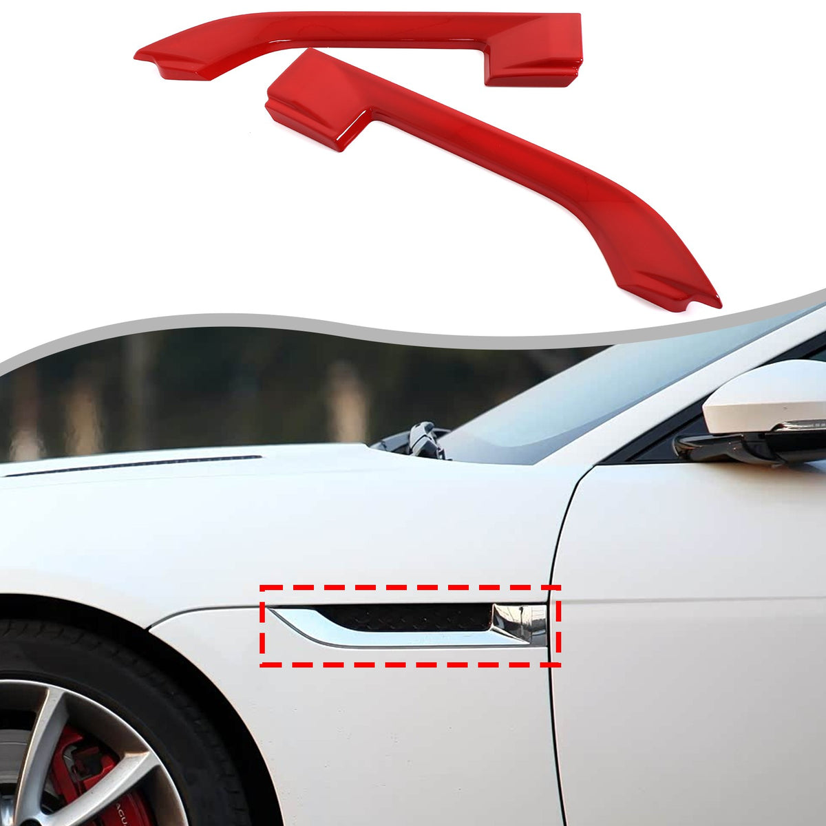 Sport Red ABS Side Fender Vent Frame Trim For Jaguar F-TYPE X152 2013-2020 12