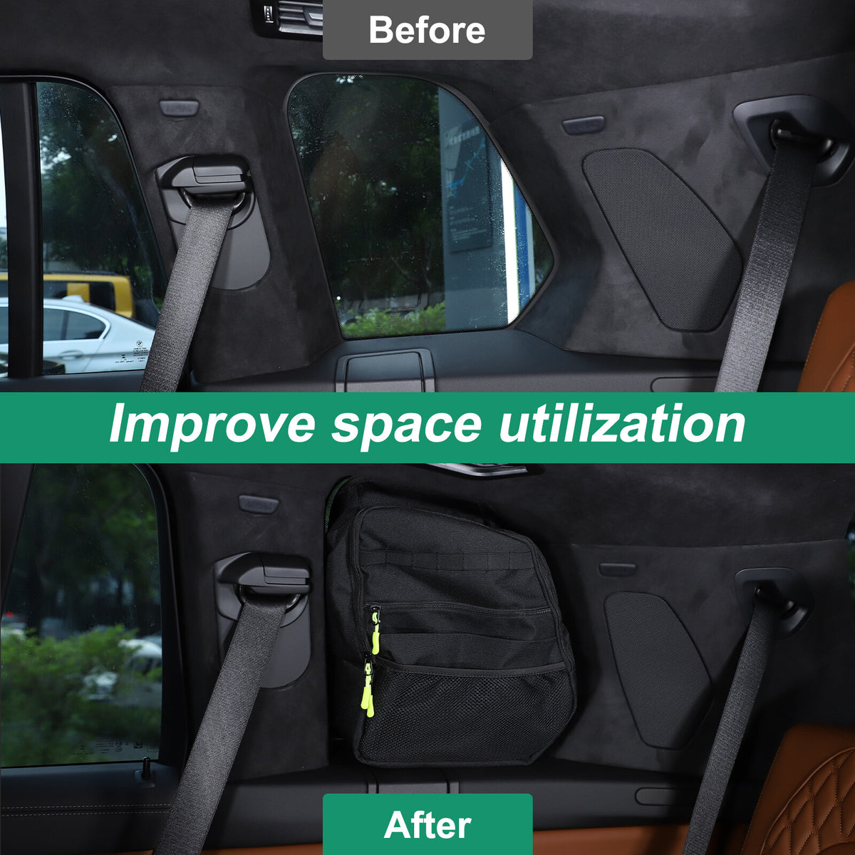 Black Rear Trunk Side Storage Bag Pockets Organizer For BMW X7 G07 2019-23 19