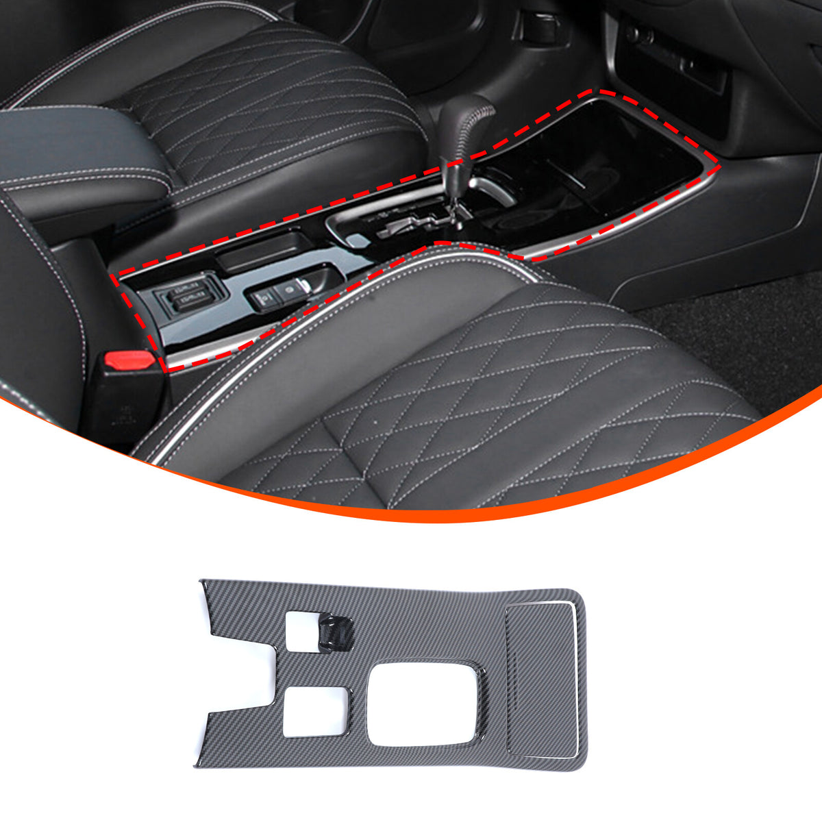 ABS Carbon Center Console Gear Shift Panel Trim For Mitsubishi Outlander 19-22 4