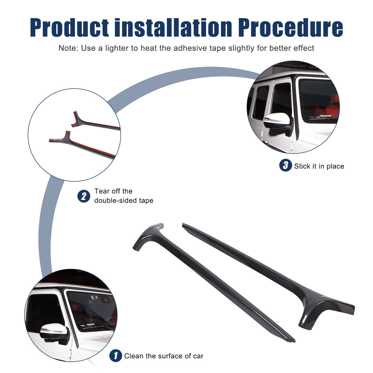 Real Carbon Fiber Window Triangle A-Pillar Cover For Benz W463 G550 G63 19-23 10