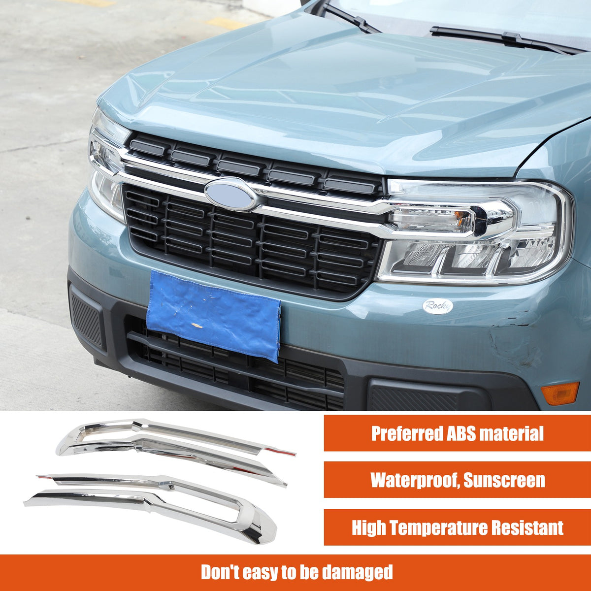 Glossy Piano Black Front Grille Cross Bar Trim For Ford Maverick 2022-2024 13