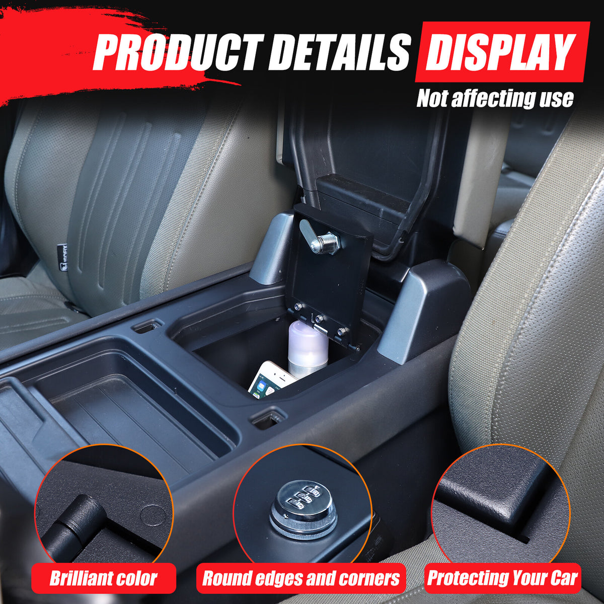 Center Console Safe GUN Storage Lock Box W/ TRAY For LR Defender L663 2020-24 US 5
