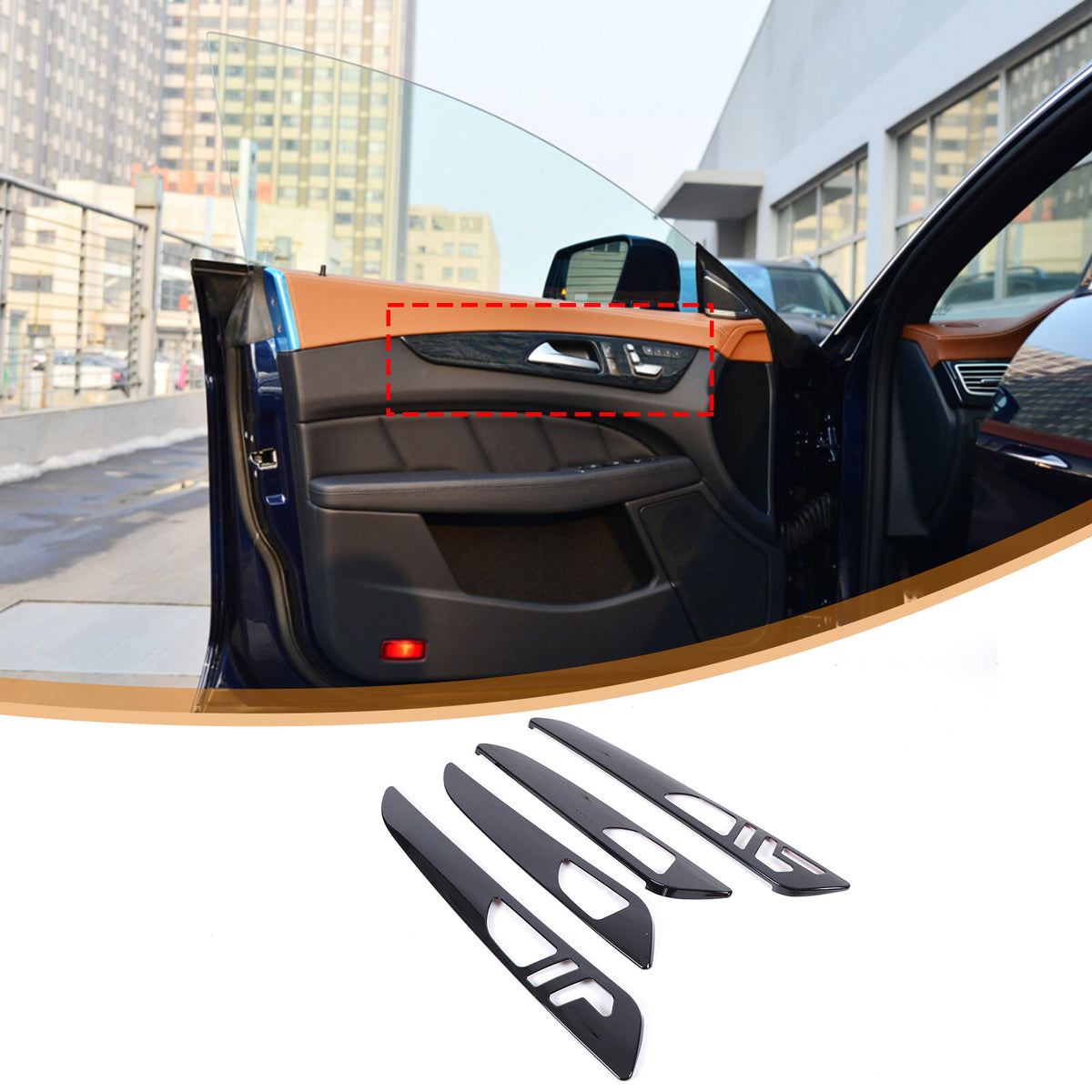 Glossy Black Car Interior Door Panel Cover Trim For Benz GLE GLS ML GL 13-19 US 2