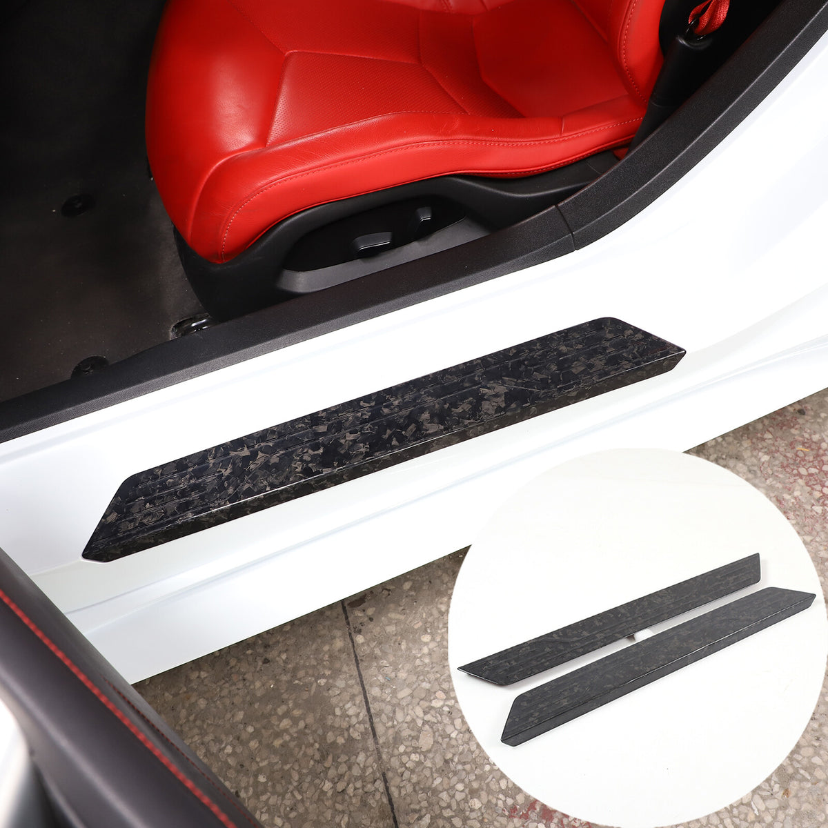 16PCS Forged Real Carbon fiber Car interior Kit Cover Trim Set For Corvette C8 12