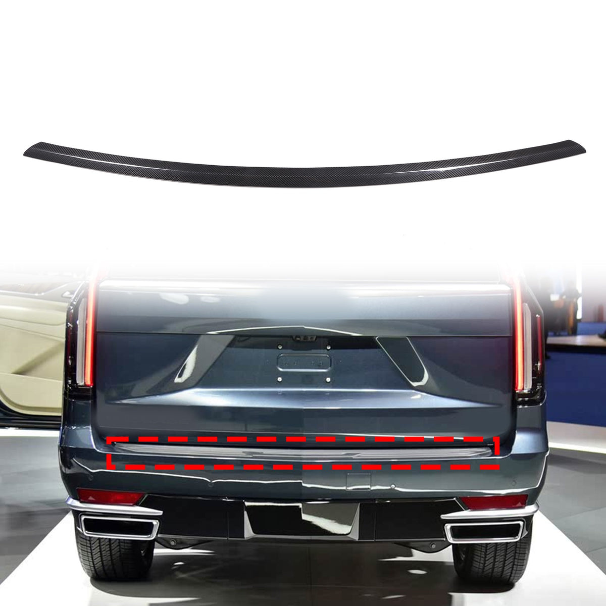 Real Carbon Fiber Rear Emblem Trim For Cadillac Escalade 2021-2023 2