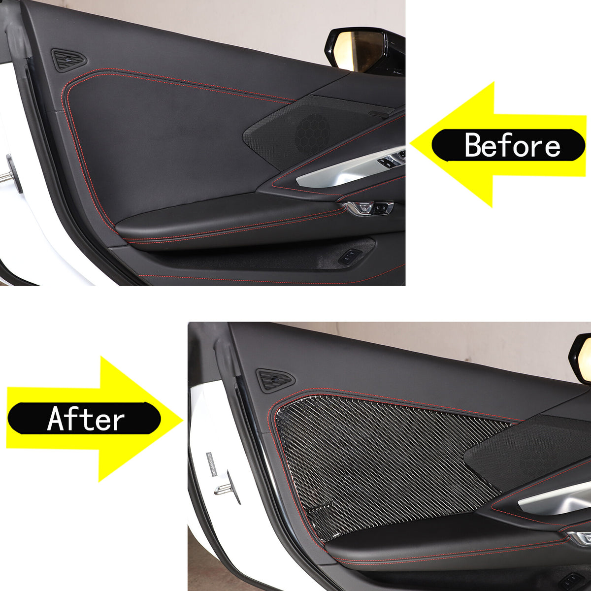 Carbon fiber Interior Door Large Panel Sticker Trim For Corvette C8 2020-2026 US 10