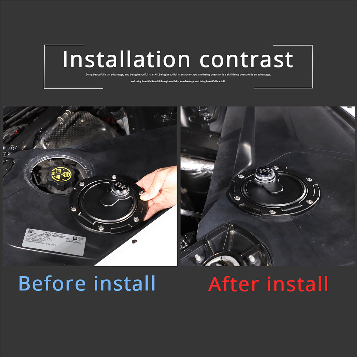 Alloy Engine Oil Cap Radiator water tank Cap Combination Lock For Corvette C8 3