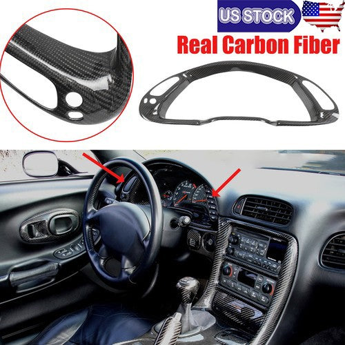 Real Carbon Fiber Instrument Panel Cover Trim Frame For Corvette C5 1998-2004 1