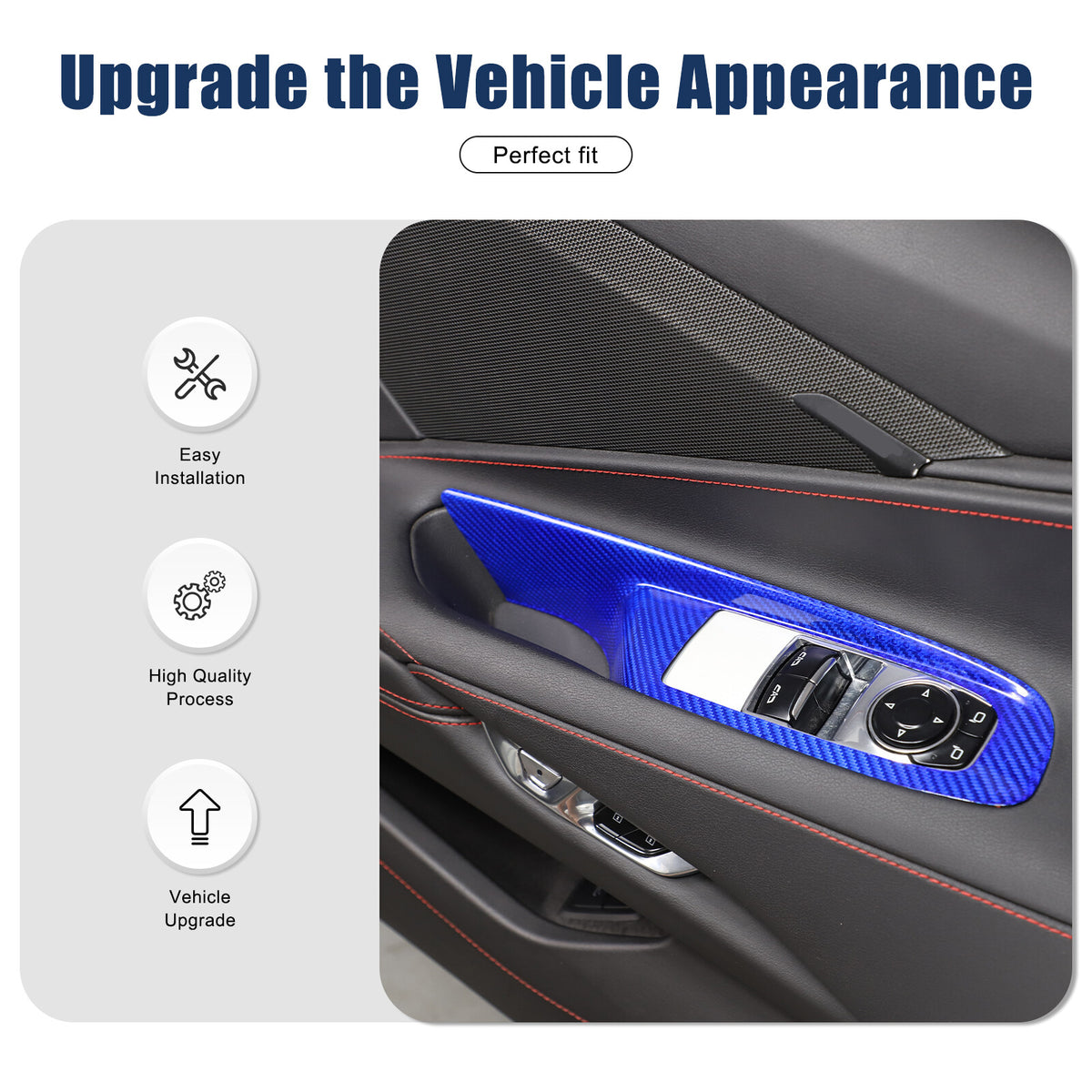 Blue Real Carbon Fiber Window Lift Switch Trim For Corvette C8 Convertible 20-26 17