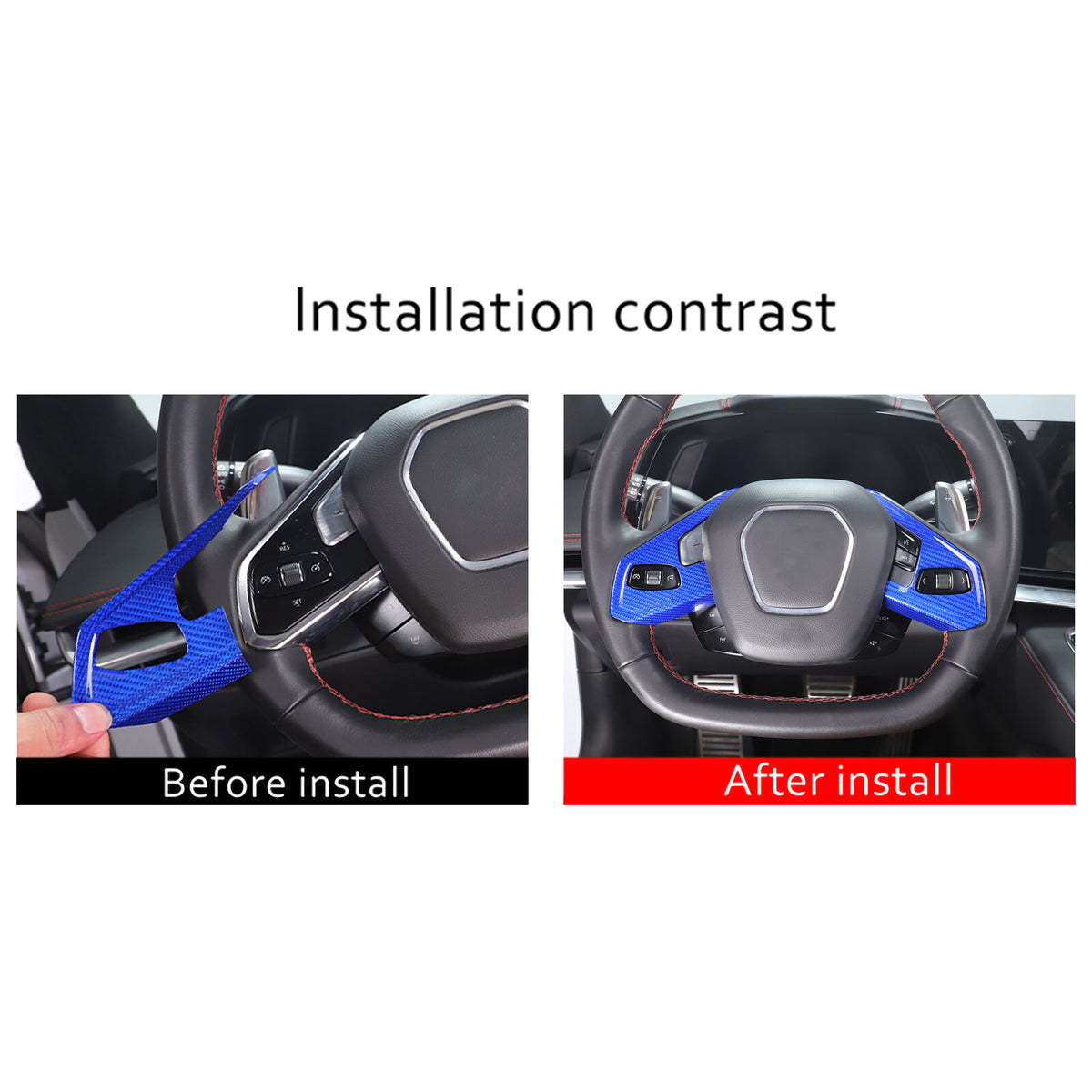 Real Carbon Fiber Steering Wheel Button Trim Cover For Corvette C8 2020-2026 - Variants 1-5 36